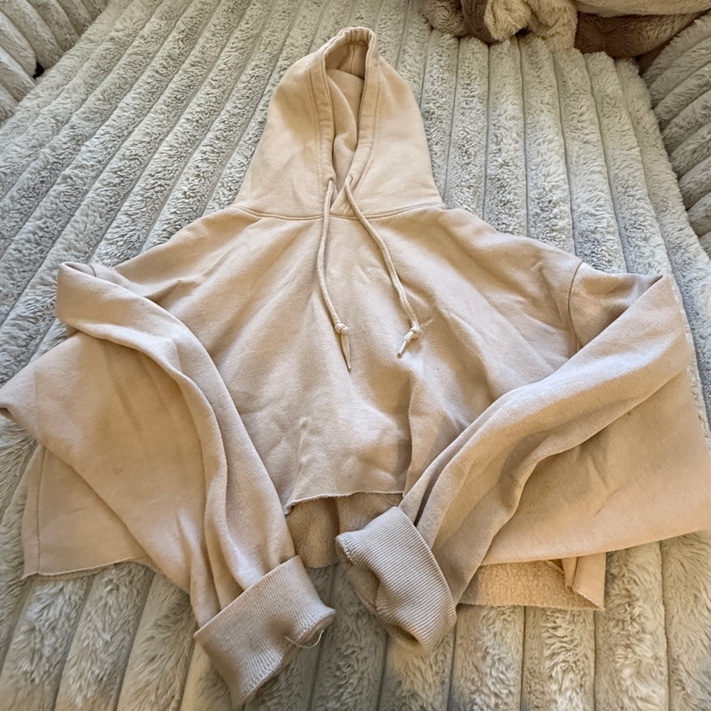 PrettyLittleThing tan cropped hoodie
